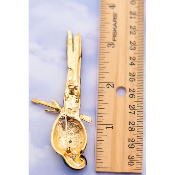 Vintage Colourful Long Tail Parrot 7.6cm Long Pin Brooch - S13 - Picture 2 of 2